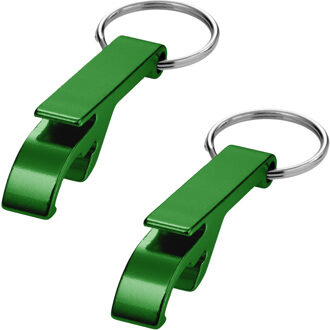 4x groene relatiegeschenk flesopener sleutelhanger groen - Sleutelhangers