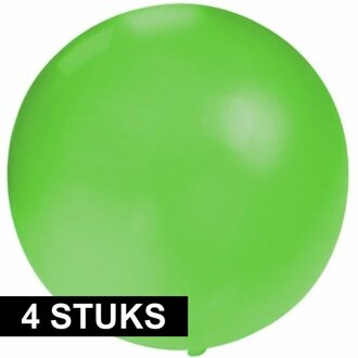 4x Grote ballonnen 60 cm groen - Geschikt voor lucht of helium - Feest/Verjaardag artikelen