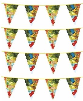 4x Hawaii thema vlaggenlijnen 6 meter - Slingers - Hawaii decoratie feestartikelen