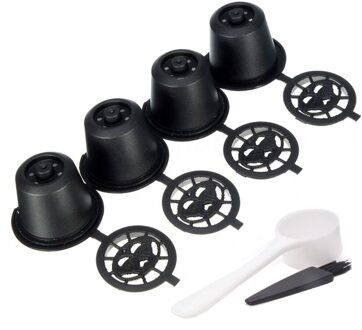 4x Hervulbare Herbruikbare Koffie Capsules Pods Voor Nespresso Lepel Capsule Cup Voor Nespresso Machine Koffie Liefhebbers