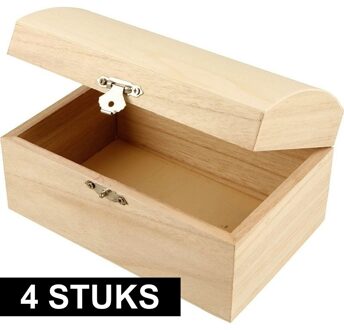 4x Houten kistjes onbedrukt 21 cm