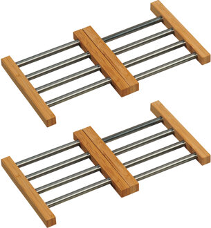 4x Houten onderzetters 20 x 14/22 cm uitschuifbaar - Panonderzetters Bruin