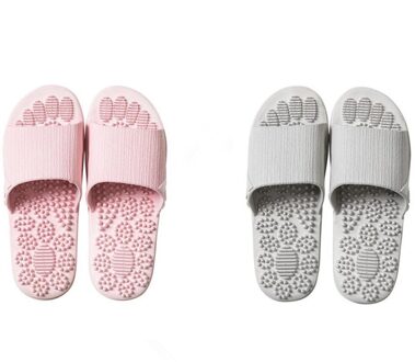 4x Indoor Vouwen Strand Schoenen Zachte Ademend Voet Massage Slippers Sandalen roze grijs