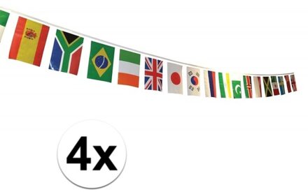 4x Internationale versiering vlaggetjes Multi
