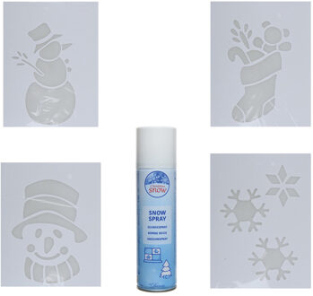 4x Kerst Decoratie Raamsjablonen Met Busje Spuitsneeuw - Kerst Raamsjablonen Wit