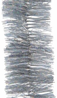 4x Kerst lametta guirlandes zilver glitters/glinsterend 7,4 x 270 cm kerstboom versiering/decoratie - Kerstslingers Zilverkleurig