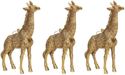 4x Kersthangers figuurtjes giraf goud 8 cm