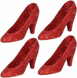 4x Kersthangers rode hakken/pumps 10 cm kerstboomversiering