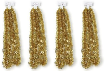 4x Kerstslingers goud ca. 5 x 270cm - Guirlandes folie lametta - Gouden kerstboom versieringen