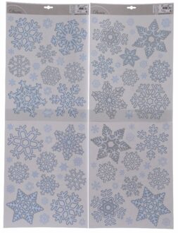 4x Kerstversiering sneeuwvlok raamstickers 30 x 42 cm - Feeststickers Wit