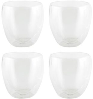 4x Koffie/thee bekers dubbelwandig 200 ml - Koffie- en theeglazen Transparant