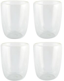 4x Koffie/thee bekers dubbelwandig 300 ml - Koffie- en theeglazen Transparant