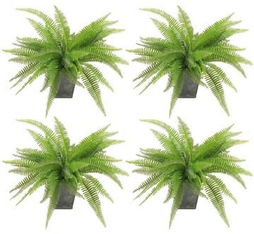 4x Kunstplanten varen 33 cm groen in pot - Kamerplanten groene varen in pot 4 stuks