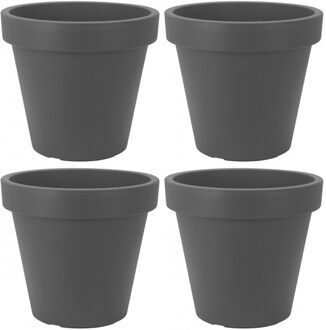 4x kunststof bloempotten 40 cm antraciet grijs