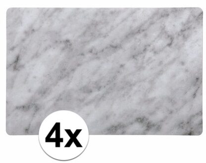 4x Kunststof placemat marmer grijs 43 x 28 cm - Action products