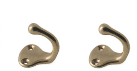 4x Luxe kapstokhaken / jashaken / kapstokhaakjes messing goudkleurig enkele haak 3,8 x 3 cm