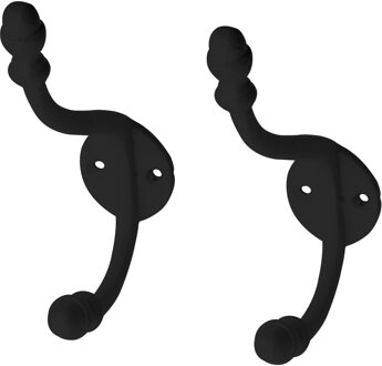 4x Luxe kapstokhaken / jashaken / kapstokhaakjes zwart retro van hoogwaardig aluminium 15 x 3,5 cm