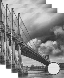 4x Luxe schrift A5 formaat blauwe harde kaft