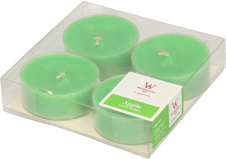4x Maxi geurtheelichtjes appel/groen 8 branduren - geurkaarsen