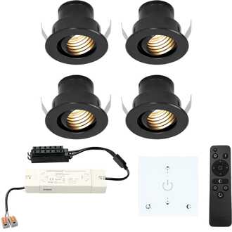 4x Medina - Mini LED spotjes 12V IP44 Dimbaar via Zwart