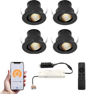 4x Medina - Mini LED spotjes 12V IP44 Zwart