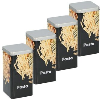 4x Metalen pasta/macaroni voorraadblikken/voorraadbussen 2000 ml - 2 liter - 18,5 cm - Keukenbenodigdheden - Voorraadbussen/blikken met luchtdichte deksel