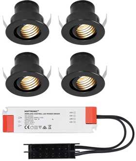 4x - Mini LED spotjes 12V IP44 Zwart