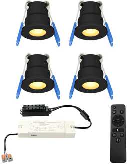 4x - Mini LED spotjes 12V IP65 Dimbaar via Zwart