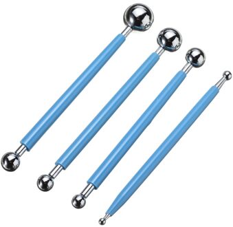4x Modelling Ball Tool Rvs Nail Puntjes Tool Set Polymeer Klei Fondant Cake Decorating Nail Puntjes