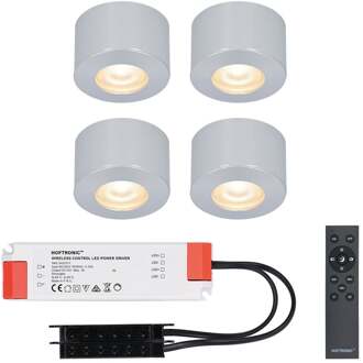 4x Navarra - Mini LED spotjes 12V IP44 Grijs