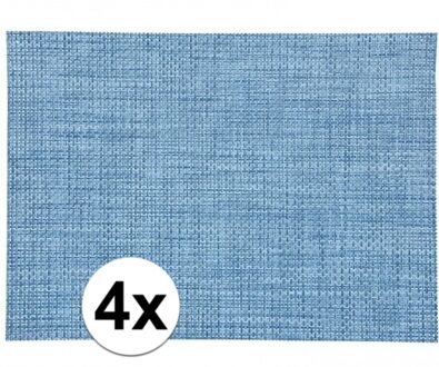 4x Onderlegger blauw gevlochten 45 x 30 cm - Placemats