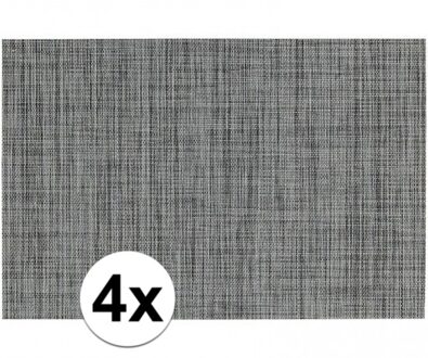 4x Onderlegger met geweven print grijs 45 x 30 cm - Placemats