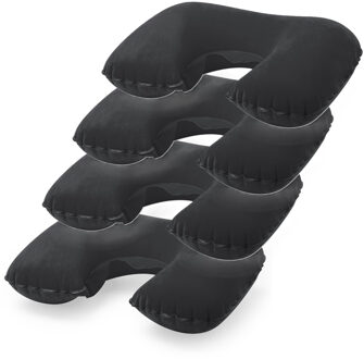 4x Opblaas nekkussentje zwart - Nekkussens