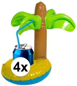 4x Opblaasbare drankhouders palmboom 22 cm