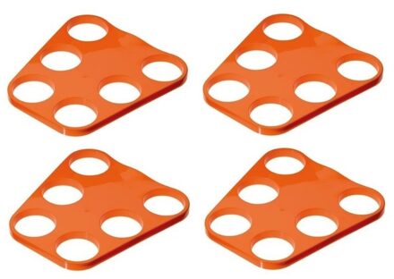 4x Oranje plastic bier trays 6 biertjes - Bierblad - Biertray - Holland/Oranje artikelen