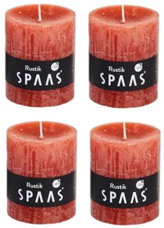 4x Oranje rustieke cilinderkaarsen/stompkaarsen 7x8 cm