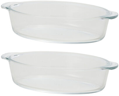 4x Ovalen glazen mini ovenschalen 400 ml 20 x 11 x 5 cm - Ovenschotel schalen - Serveerschalen