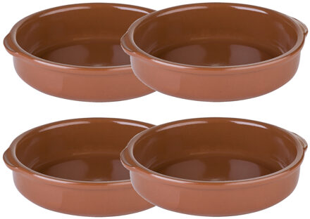 4x Ovenschalen/tapasschalen terracotta 17 cm van aardewerk - Ovenschalen Bruin