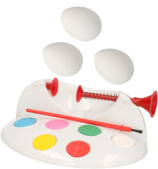 4x Paaseieren schilderen setje inclusief 12x witte plastic paaseieren