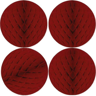 4x Papieren kerstballen bordeaux rood 10 cm kerstversiering