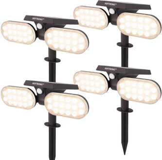 4x Pato Solar prikspot Zwart IP65 3000K