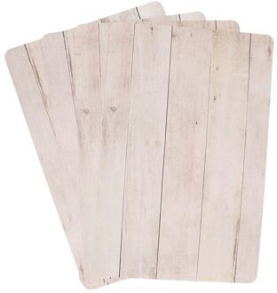 4x Placemat beige hout print 44 cm - Placemats/onderleggers tafeldecoratie - Tafel dekken