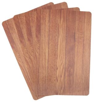 4x Placemat bruine hout print 44 cm - Placemats/onderleggers tafeldecoratie - Tafel dekken