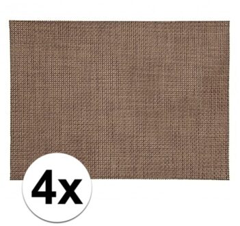 4x placemat gevlochten bruin 45 x 30 cm - Placemats