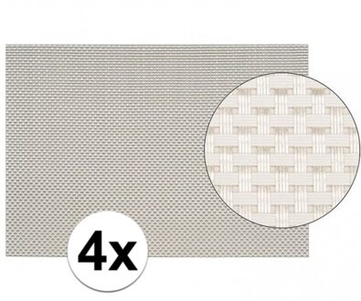 4x Placemats met geweven print wit 45 x 30 cm - Action products