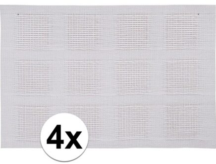 4x Placemats wit geweven/gevlochten 45 x 30 cm - Witte placemats/onderleggers tafeldecoratie - Tafel dekken