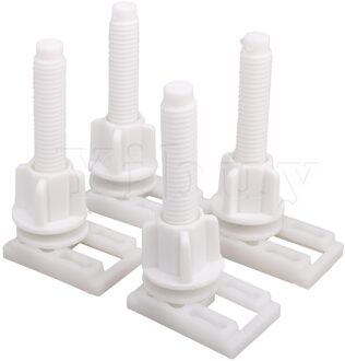 4x Plastic Wit Toiletbril Scharnier Bodem Bouten Moeren Montage 3.6x2.4cm