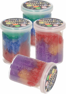 4x Potjes speelgoed/hobby galaxy slijm gekleurd 6 x 4,8 cm 150 ml inhoud