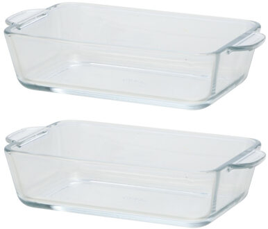 4x Rechthoekige glazen mini ovenschalen 500 ml 20 x 11 x 5 cm - Ovenschotel schalen - Serveerschalen