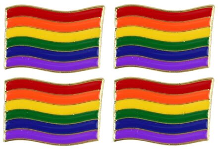 4x Regenboog gay pride kleuren metalen pin/broche/badge 4 cm - Regenboogvlag LHBT accessoires